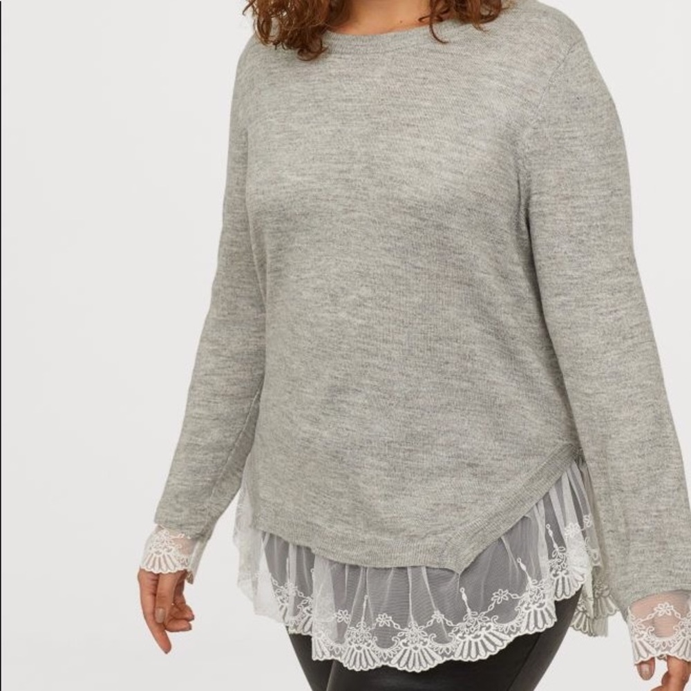 H&M Lace Trimmed Sweater NWT